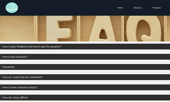 Image of FAQ page